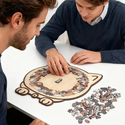 135-Piece Cat-Shaped Wooden Jigsaw Puzzle – Unique Irregular Puzzle Game for Cat Lovers, Birthday & Xmas Gift