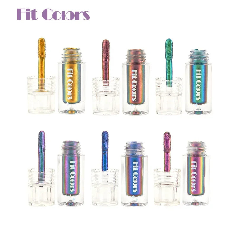 6 Color Shiny Metallic Glossy Face Decorating Liquid – Eyeshadow, Lipgloss, Metallic Lipstick, Chameleon Eye Glitter Pigment