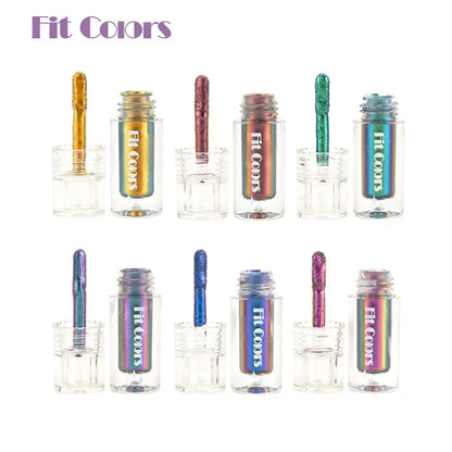 6 Color Shiny Metallic Glossy Face Decorating Liquid – Eyeshadow, Lipgloss, Metallic Lipstick, Chameleon Eye Glitter Pigment