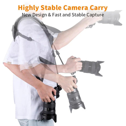 K Double Shoulder Camera Strap – Quick Release Belt Harness for DSLR Cameras & Camcorders, Compatible with Canon Nikon Sony