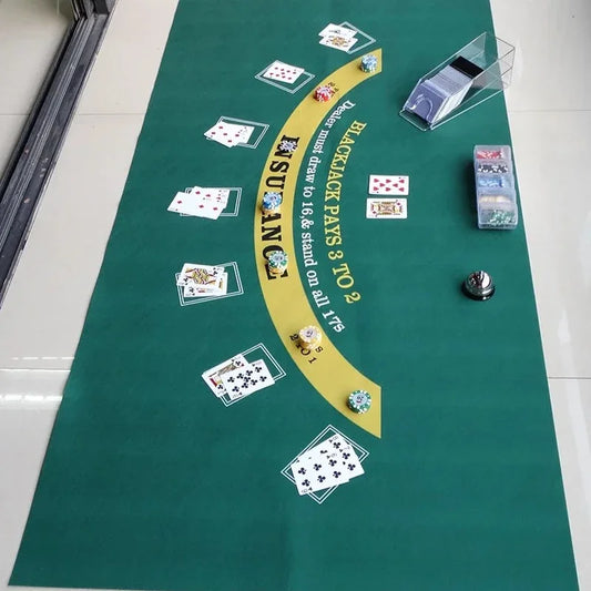Portable 180x90cm Felt Casino Tablecloth for Blackjack & Poker – Family Party Game Pad & Entertainment Accessory