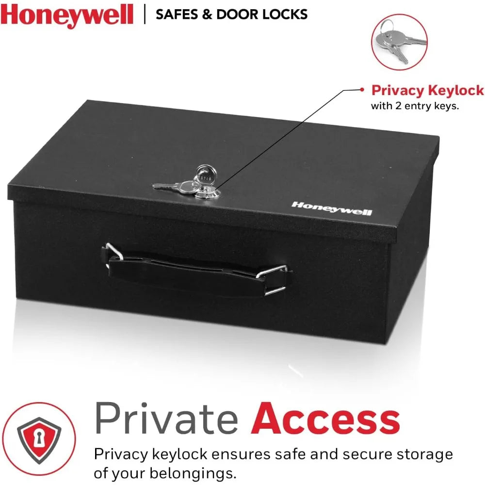 Fireproof Lock Box — Safe for Documents, Jewelry & Money | 0.17 Cubic Feet with Keys, Black