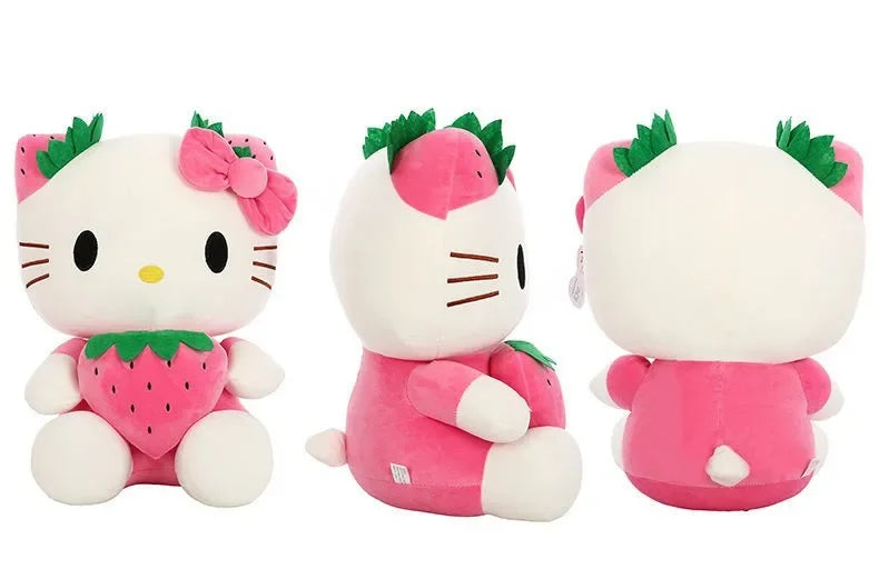 22cm Sanrio Kawaii KT Cat Plush Toy – Strawberry Plush Doll, Home Decor & Birthday Gift for Girls