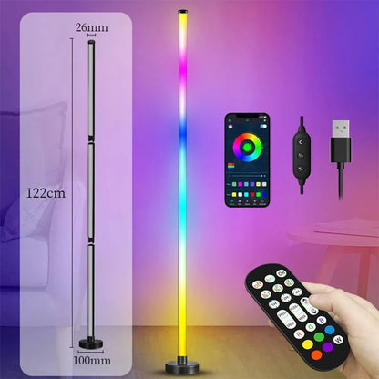 Smart RGB LED Floor Lamp - Remote & APP Control, Music Sync, Timer, Modern Corner Lighting for Bedroom & Living Room