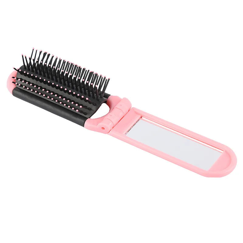 Portable Folding Comb with Makeup Mirror – Compact, Foldable Massaging Comb for Girls & Travel Bags