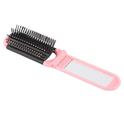 Portable Folding Comb with Makeup Mirror – Compact, Foldable Massaging Comb for Girls & Travel Bags