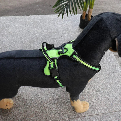 Adjustable No-Pull Reflective Dog Harness – Soft, Breathable Nylon Vest with Leash for Small & Large Dogs