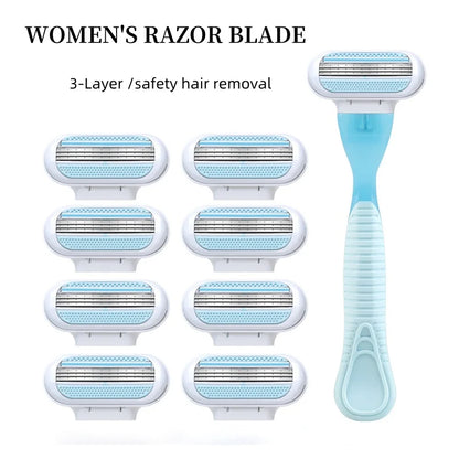 Women’s 3-Layer Safety Razor – Stainless Steel Manual Shaver for Body, Bikini, Underarm & Thigh Hair