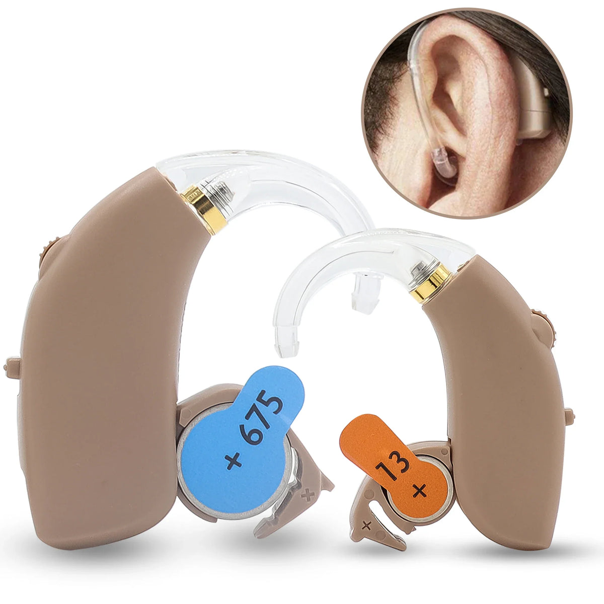 Digital BTE Hearing Aid - Adjustable Tone Portable Sound Amplifier for Seniors & Adults