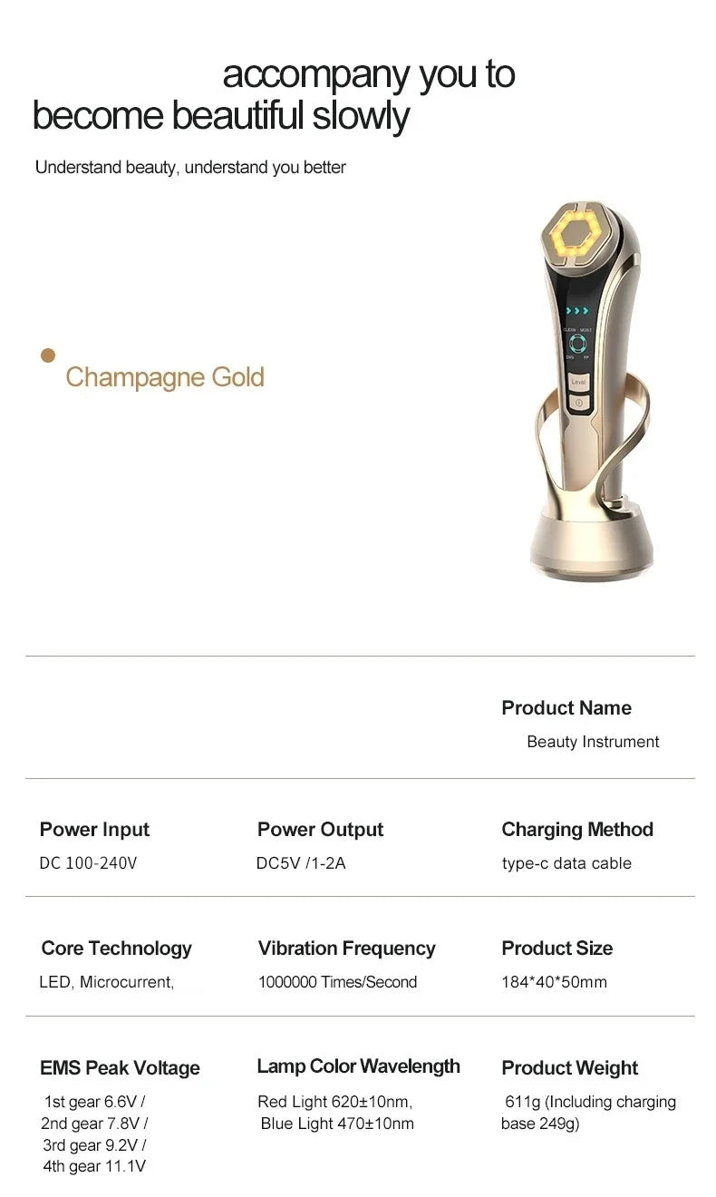 New RF Facial Lifting & Firming Beauty Device - EMS Microcurrent Rejuvenation, Home Face Care Tool, Perfect Gift Idea        4o
