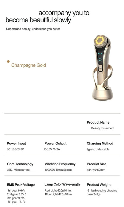 New RF Facial Lifting & Firming Beauty Device - EMS Microcurrent Rejuvenation, Home Face Care Tool, Perfect Gift Idea        4o