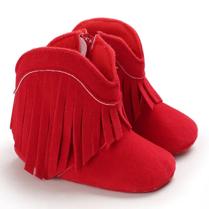 Western Denim Baby Winter Boots - Warm Casual First Walker Shoes for Boys & Girls 0-18 Months