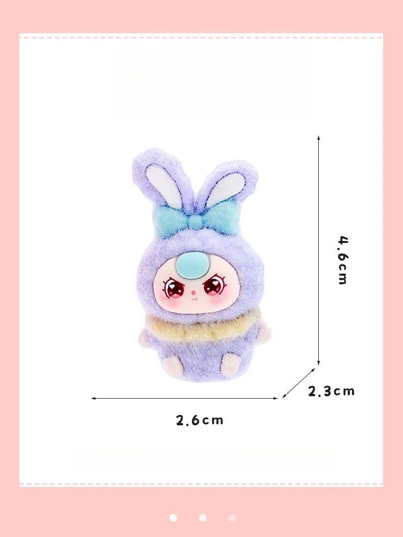 9pcs Babythree Dimoo Anime Flocked Action Figures Decorative Pendant Kawaii Desktop Dolls Toy Gifts