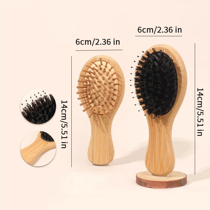 Bamboo Mini Airbag Anti-Static Cushion Hair Brush — Reduce Hair Loss, Women’s Styling Comb