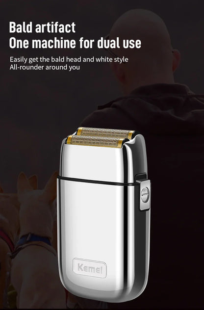 Kemei TX1 Rechargeable Electric Shaver for Men – Metal Housing Hair & Beard Razor, Bald Shaving Machine, Fade Finishing