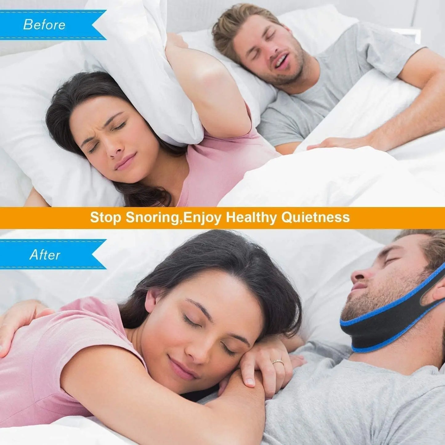 Anti-Snore Chin Strap – Sleep Apnea Belt & Chin Support for Men and Women, Snoring Relief Sleep Aid Tool