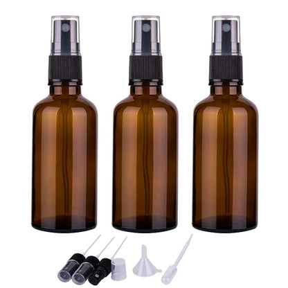Amber Glass Spray Bottles – 5ml-100ml Travel Refillable Perfume & Essential Oil Atomizer
