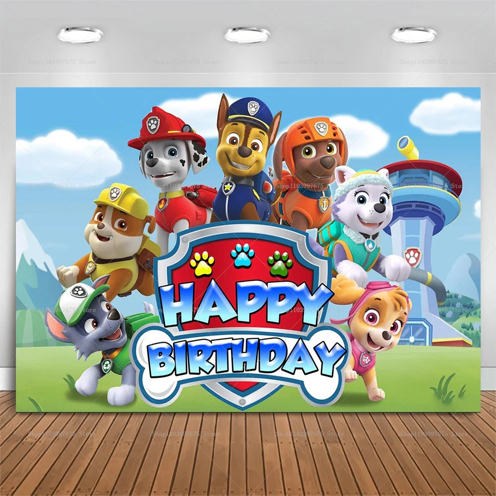 Paw Patrol Birthday Party Backdrop – Kids Party Decorations, Photography Background & Baby Shower Banner