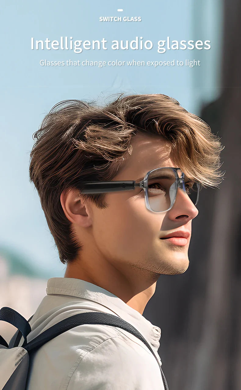 Smart Glasses GS10 – Color-Changing Bluetooth Glasses with Call, Voice Assistant, Camera & Music Playback for Men & Women