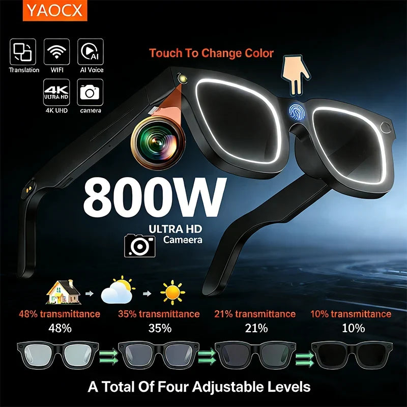 E02C AI Smart Glasses - 8MP HD Camera, 32GB Storage, AI Translation & Smart Recognition