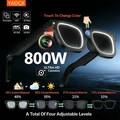 E02C AI Smart Glasses - 8MP HD Camera, 32GB Storage, AI Translation & Smart Recognition