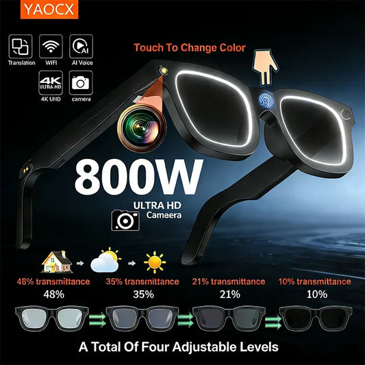 E02C AI Smart Glasses - 8MP HD Camera, 32GB Storage, AI Translation & Smart Recognition