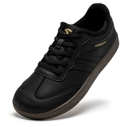 HOBIBEAR Wide-Toe Unisex Sneakers — Faux Leather with Faux Fur Lining, Casual Retro Lace-Up Shoes for Men & Women