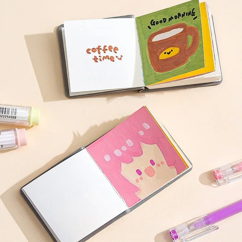 3Pcs Mini Square Watercolor Sketchbook Set – Thick Paper Drawing & Painting Books for Art & Relaxation