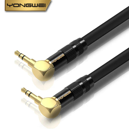 YONGWEI 3.5mm AUX Audio Cable - Straight to Curved Male-to-Male for Car, Mobile Phone, Computer, Speaker and Headset Extension