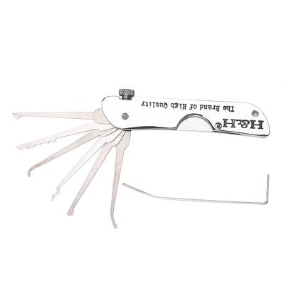 Foldable 7-in-1 Stainless Steel Lock Picking Set: Compact Training Kit for Beginners & Professionals | Lock Pick Set with Wrench