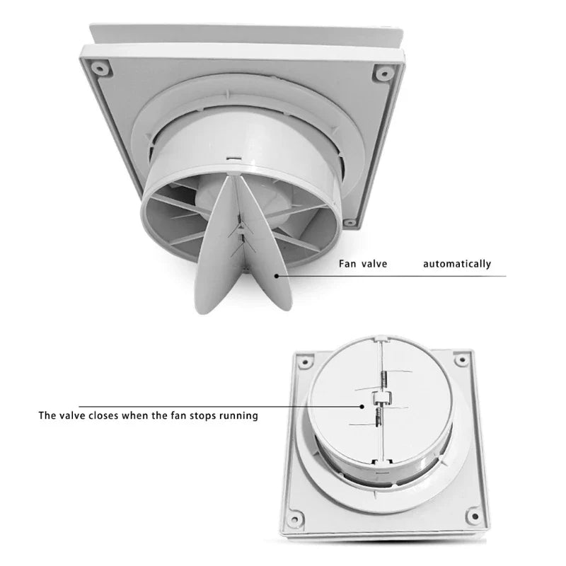 Small Powerful Air Extraction Wall Fan — Adjustable Timer Bathroom Ventilation Fan with Moisture Detection