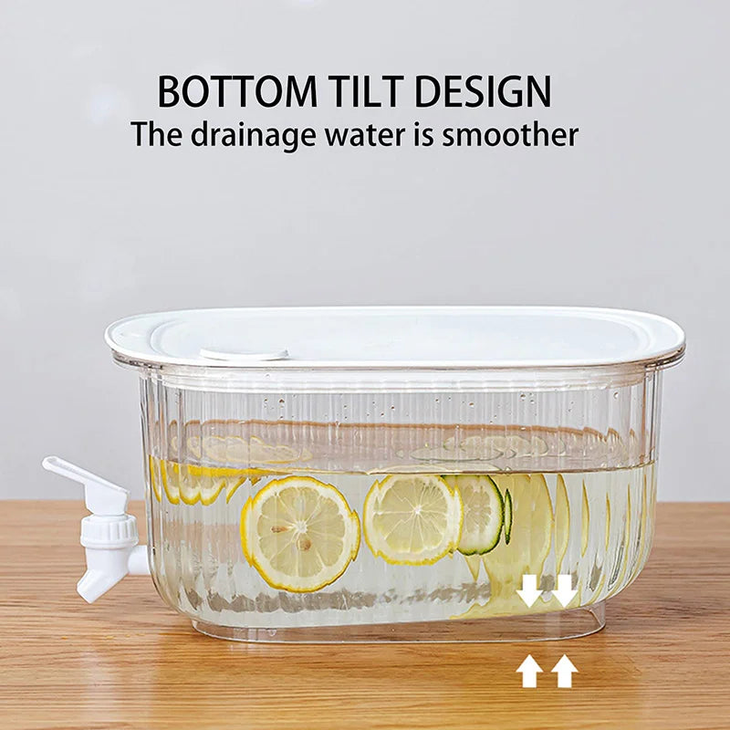 Cold Water Bottle Dispenser Jug – Plastic Tea Pot with Faucet, Juice Pitcher for Drinks, Ideal for Fridge and Drinkware