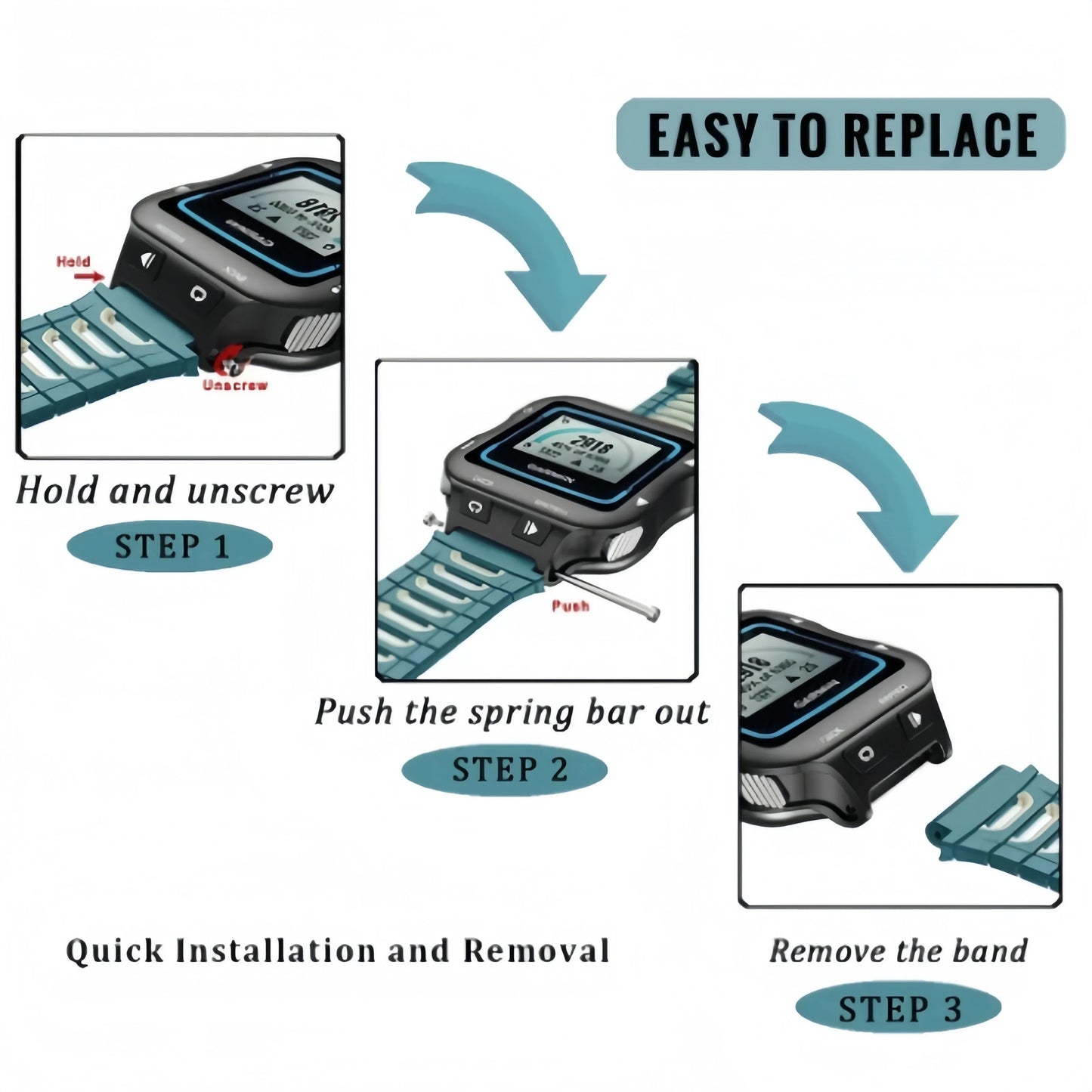 Silicone Watch Strap for Garmin Forerunner 920XT – Sport Wristband for Running & Swimming with Installation Tool