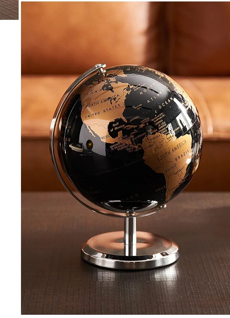 Rotating World Globe with Metal Base – Educational Geography Globe for Children, Classroom Learning Stand