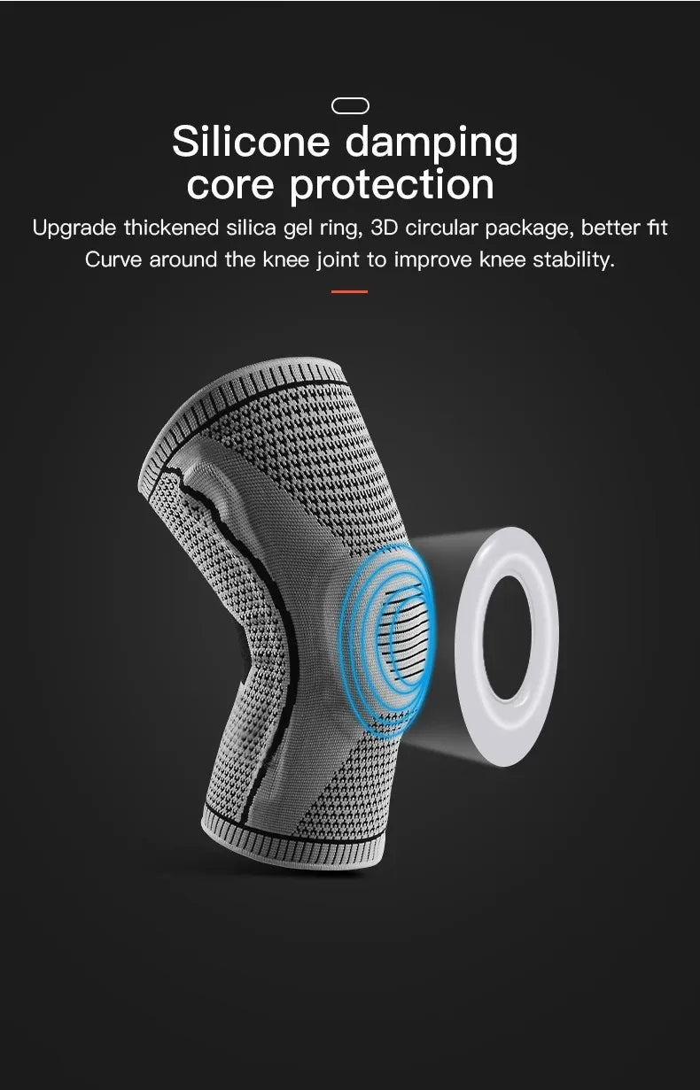 Silicone Knee Pads Strap – Patella & Meniscus Support Compression Brace for Running and Sports