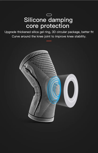 Silicone Knee Pads Strap – Patella & Meniscus Support Compression Brace for Running and Sports