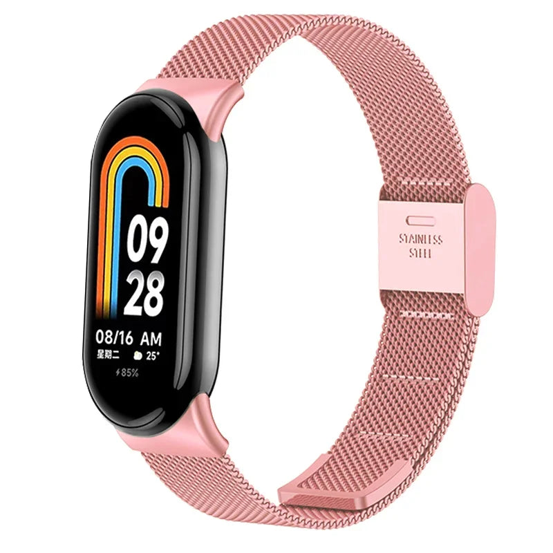 Stainless Steel Mesh Strap for Xiaomi Mi Band 9 & 8 – Metal Replacement Watchband Accessory