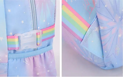 MINISO Kawaii Frozen Girls Backpack – Rainbow Schoolbag & Travel Laptop Bag for Kids & Teenagers