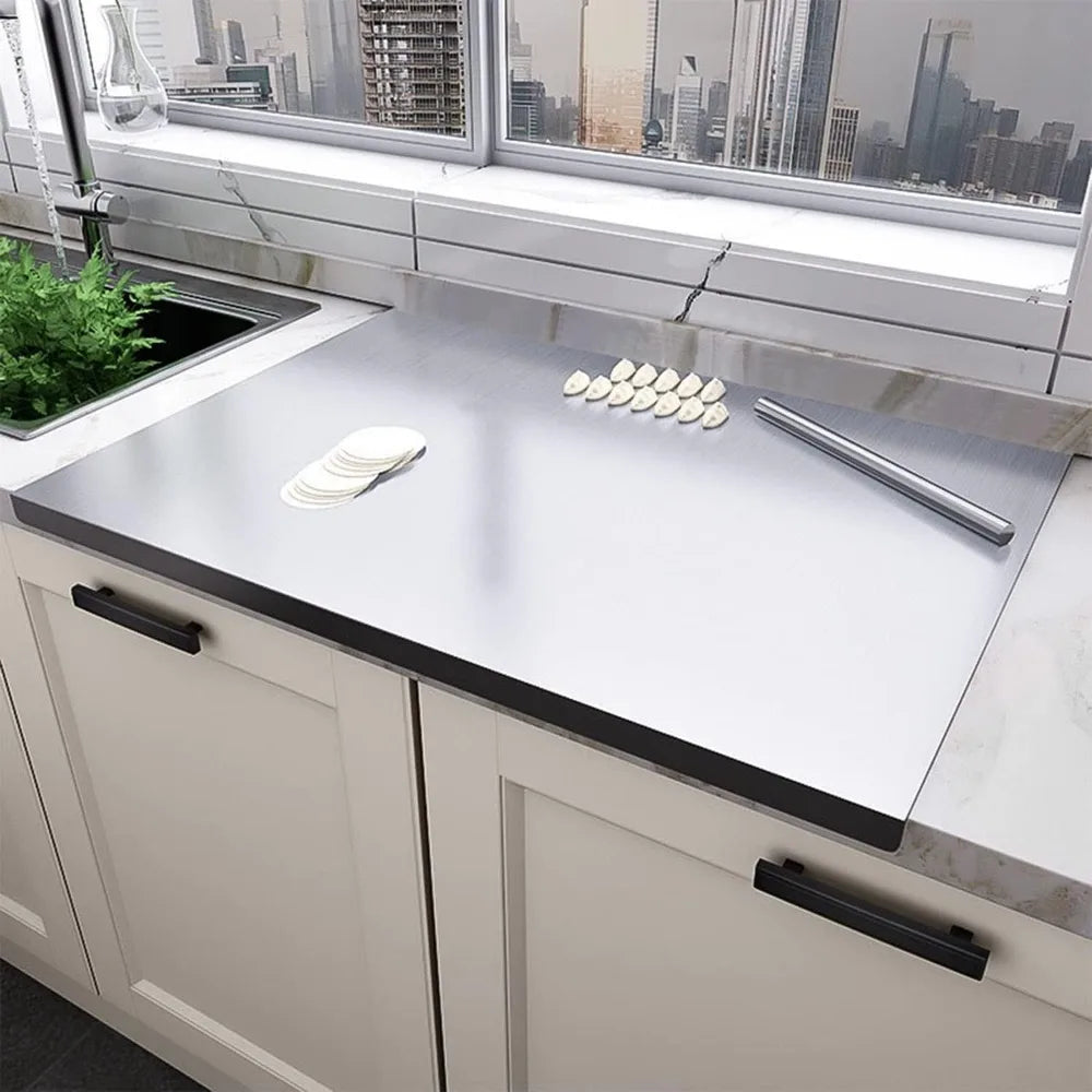 304 Stainless Steel Cutting Board — Non-Slip Kitchen Tool for Vegetables, Pastries & Food Prep