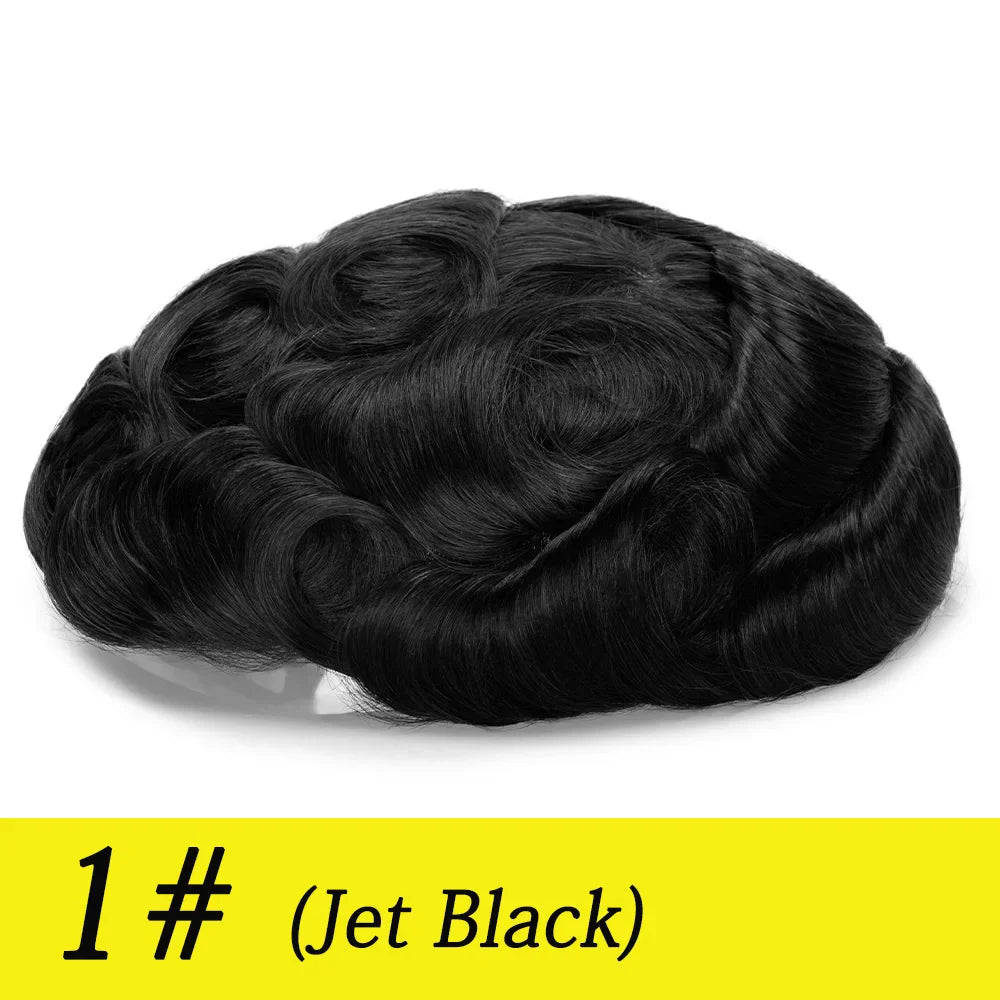 Ultra Thin Skin 0.03mm Men’s Toupee Human Hair Wig – Natural Hair Replacement System Lightweight Male Hairpiece