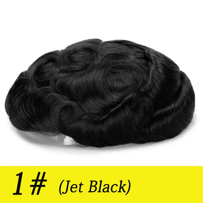 Ultra Thin Skin 0.03mm Men’s Toupee Human Hair Wig – Natural Hair Replacement System Lightweight Male Hairpiece