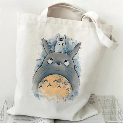 Totoro Studio Ghibli Fashion Tote Bag – Foldable Reusable Shopping Handbag, Harajuku Style Student Bag