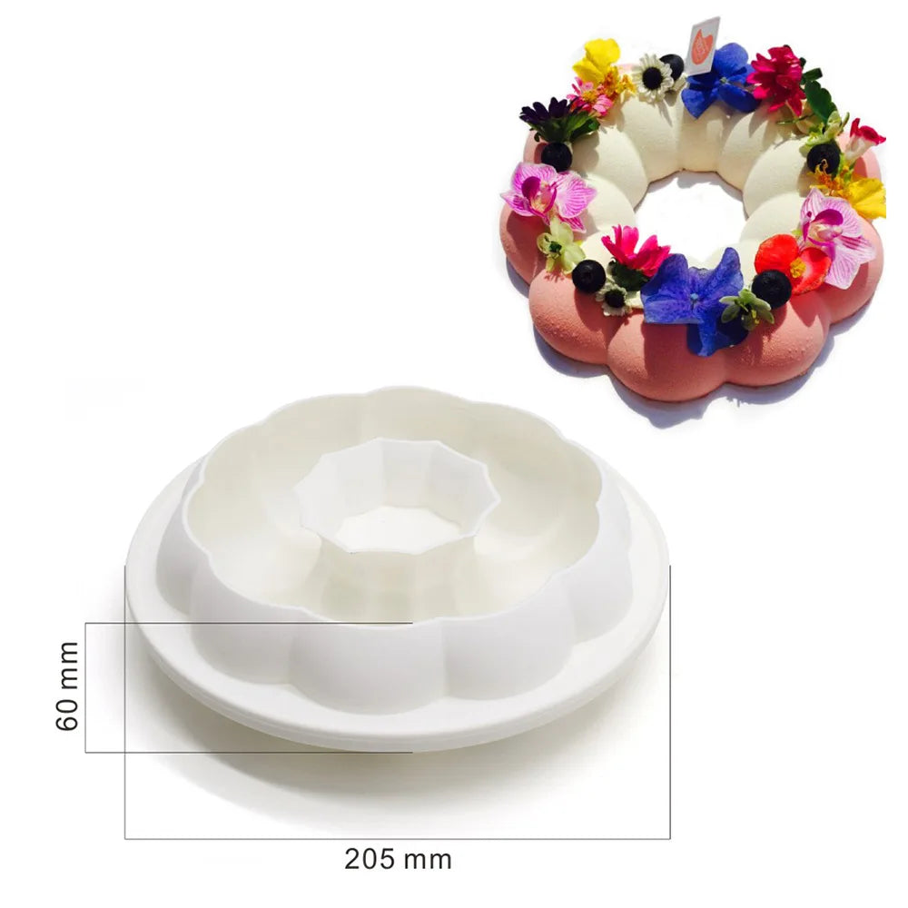 Round Corrugated Big Flower Silicone Mousse Cake Mold – Taiji French Dessert Baking & Chocolate Pudding Tool