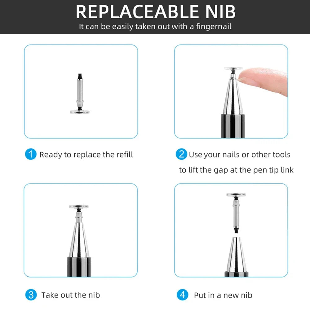 3-in-1 Stylus Pen for iPad, Samsung, Xiaomi Tablets & Smartphones – Capacitive Touch Drawing Pencil for iOS & Android
