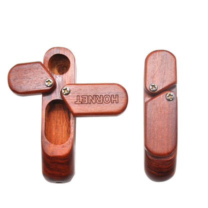 New HORNET Rotating Wood Pipe – Portable Wooden Pipe with Built-in Storage Box