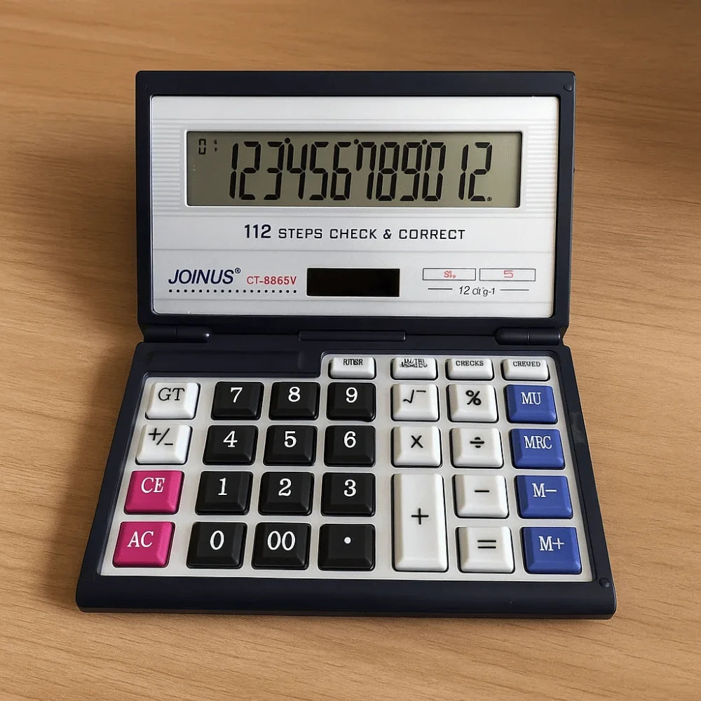 12-Digit Foldable Calculator - Portable Solar Powered Large Screen Multifunctional Office Calculator