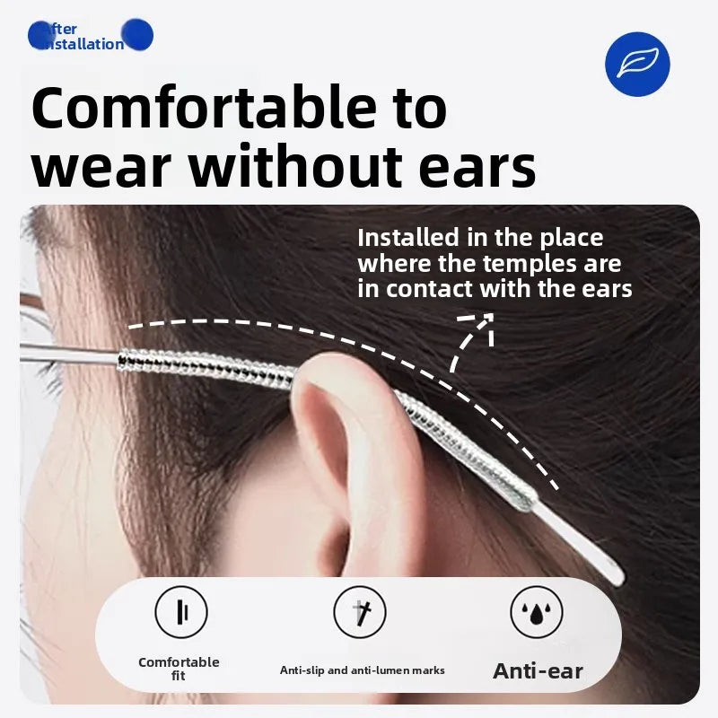 Anti-Slip Silicone Ear Hooks for Glasses – Sports Eyewear Retainer Grips to Prevent Falling Off