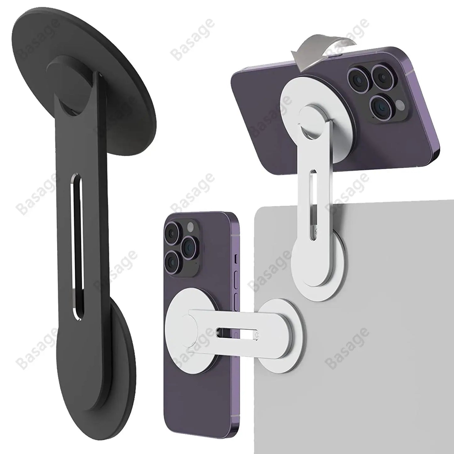 Slim Magnetic Phone Holder: Continuity Flip iPhone Laptop Mount for Laptops and Monitors - Adjustable Magnetic Arm, Swivels 180°