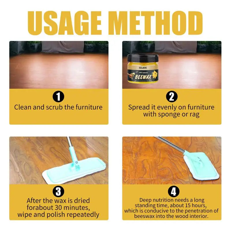 Natural Beeswax Wood Polish for Furniture & Floors – Waterproof Wood Care & Maintenance Wax