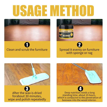 Natural Beeswax Wood Polish for Furniture & Floors – Waterproof Wood Care & Maintenance Wax